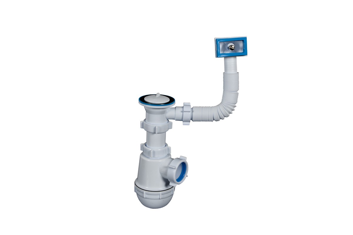SIFÃO GARRAFA SIMPLES 1 ½ + VÁLVULA Ø70 ANTI-INUNDAÇÃO